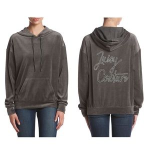 NWT Juicy Couture Grey Velour Pullover Hoodie XS